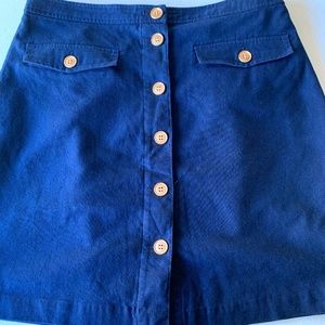 J.Crew Factory Linen Blend Button -Through A-Line Skirt in size 4 ( 27 in) Navy